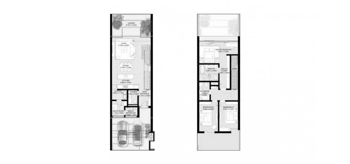 Floor plan «A», 3 bedrooms, in NAD AL SHEBA GARDENS
