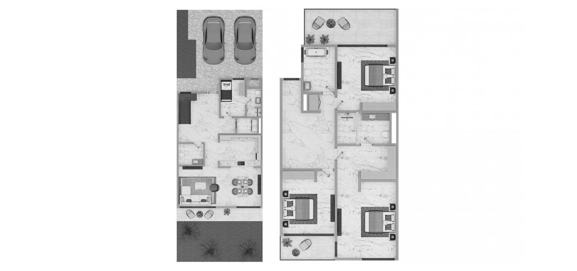 Apartment floor plan «AURA GARDENS 3BR 202SQM», 3 bedrooms in AURA GARDENS