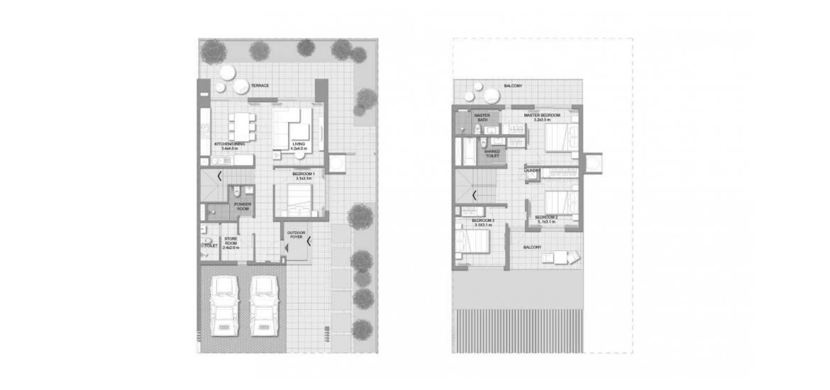 Plan d'étage de l'appartement «B», 4 chambres à EXPO GOLF