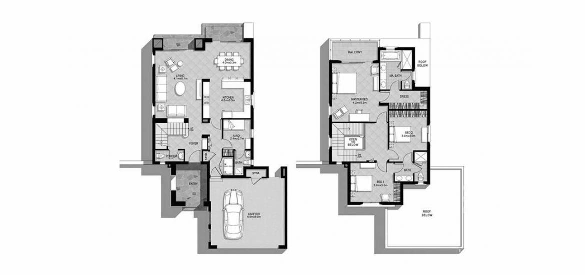 Plan d'étage de l'appartement «A», 3 chambres à AZALEA VILLAS