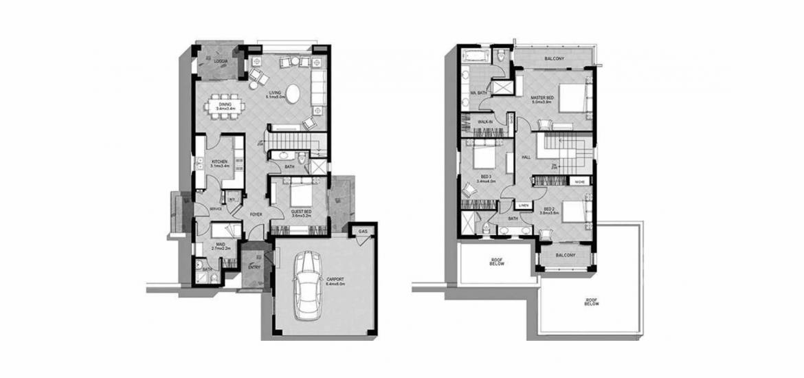 Plan d'étage de l'appartement «B», 4 chambres à AZALEA VILLAS