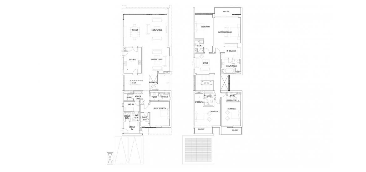 Plan d'étage de l'appartement «B», 5 chambres à THE FLORA