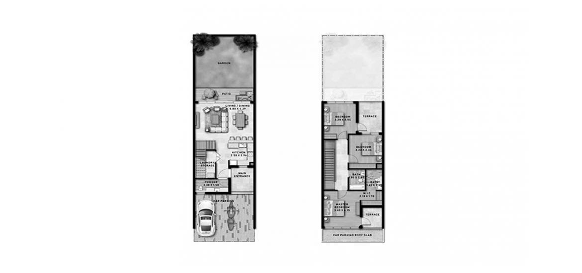 Plan d'étage de l'appartement «DAMAC LAGOONS 3BR TH», 3 chambres à DAMAC LAGOONS
