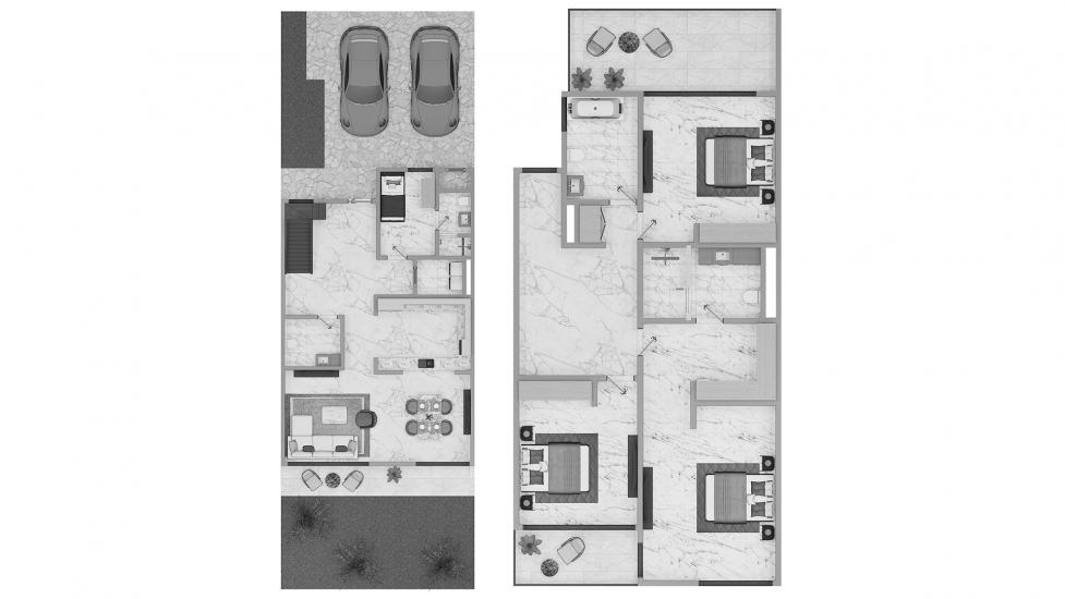 Plan d'étage de l'appartement «3BR 202SQM», 3 chambres à AURA GARDENS
