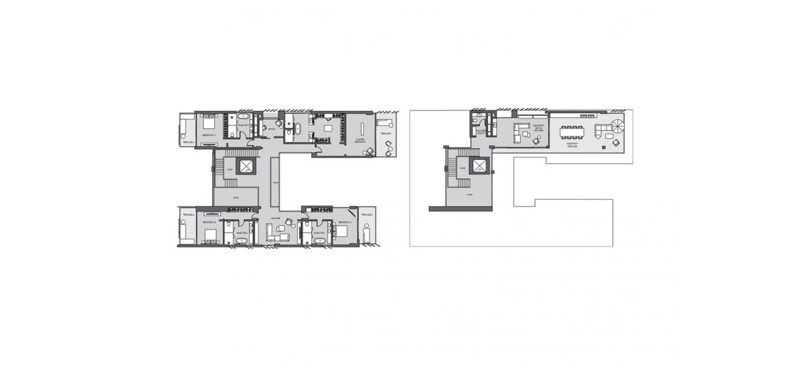 דירה תוכנית קומה «5BD VILLA», 5 חדרי שינה ב- SIX SENSES THE PALM (באזור הבניין SIX SENSES THE PALM)