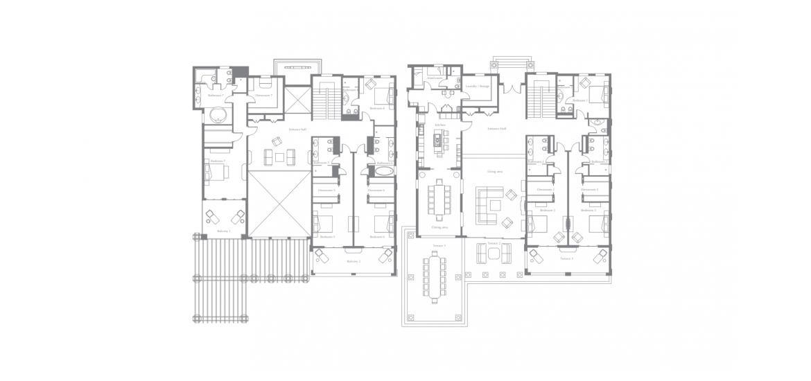 דירה תוכנית קומה «A», 7 חדרי שינה ב- XXII CARAT (באזור הבניין XXII CARAT)