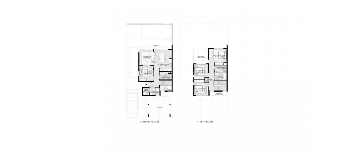 דירה תוכנית קומה «215SQM», 4 חדרי שינה ב- THE VALLEY VILLAS (באזור הבניין THE VALLEY VILLAS)