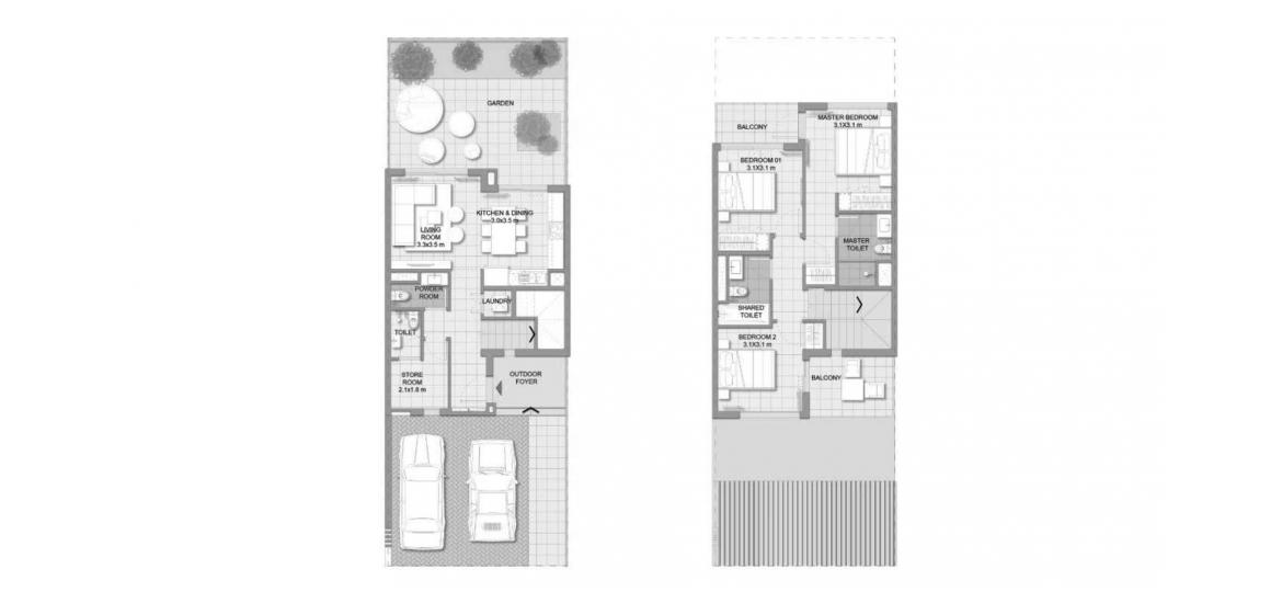 דירה תוכנית קומה «A», 3 חדרי שינה ב- EXPO GOLF (באזור הבניין EXPO GOLF)