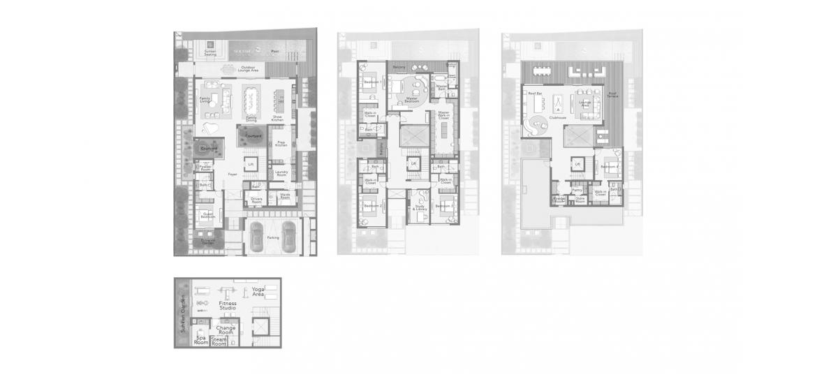 דירה תוכנית קומה «THE RETREAT VILLAS 6 BEDROOM», 6 חדרי שינה ב- THE SANCTUARY AT DISTRICT 11 (באזור הבניין THE SANCTUARY AT DISTRICT 11)