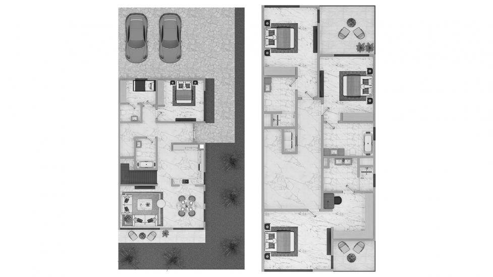 דירה תוכנית קומה «4BR 229SQM», 4 חדרי שינה ב- AURA GARDENS (באזור הבניין AURA GARDENS)
