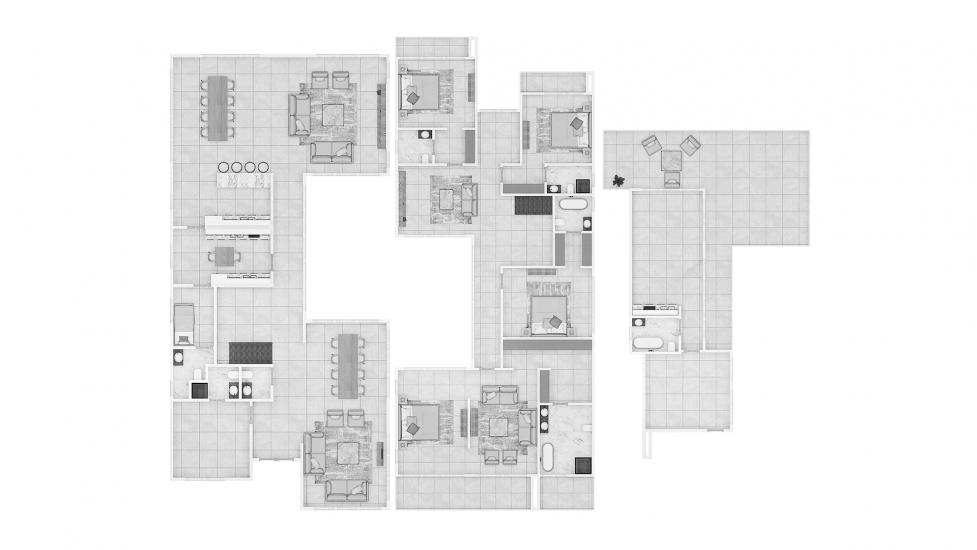 דירה תוכנית קומה «6BR Type V55-A 1051SQM», 6 חדרי שינה ב- CAVALLI ESTATES (באזור הבניין CAVALLI ESTATES)
