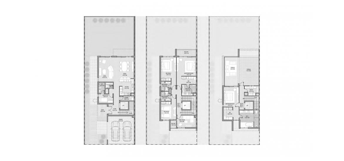 דירה תוכנית קומה «TOWNHOUSE 4BR Type A and D», 4 חדרי שינה ב- OPAL GARDENS (באזור הבניין OPAL GARDENS)