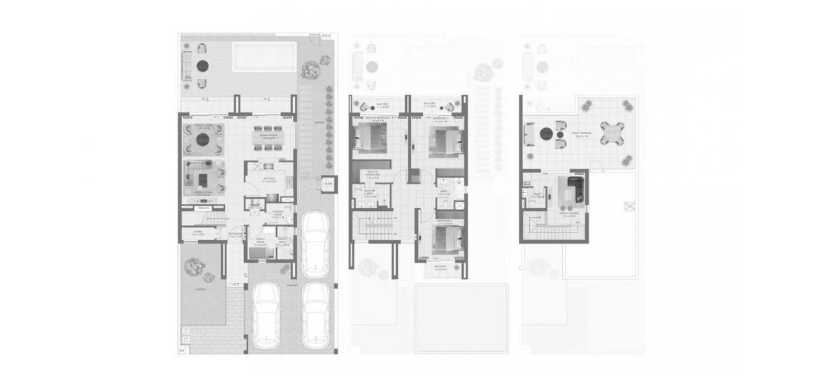 דירה תוכנית קומה «ALANA THREE-BEDROOM-352M», 3 חדרי שינה ב- ALANA (באזור הבניין ALANA)