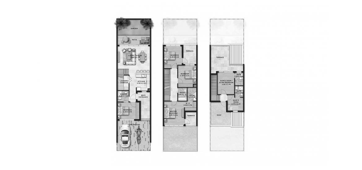 Планировка апартаментов «DAMAC LAGOONS 5BR TH» 5 спален в ЖК DAMAC LAGOONS