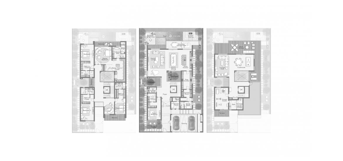 Планировка апартаментов «THE RETREAT VILLAS 6 BEDROOM STYLE 1» 5 спален в ЖК THE SANCTUARY AT DISTRICT 11