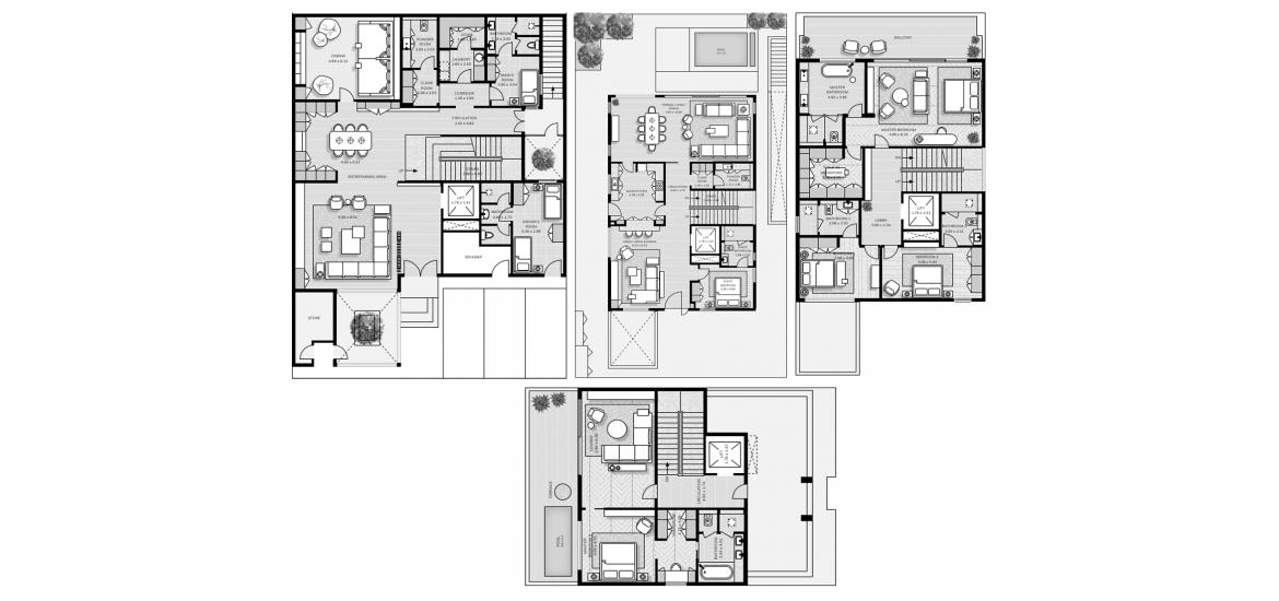 Планировка апартаментов «THE JASMINE COLLECTION 5 BEDROOM» 5 спален в ЖК SIGNATURE MANSIONS