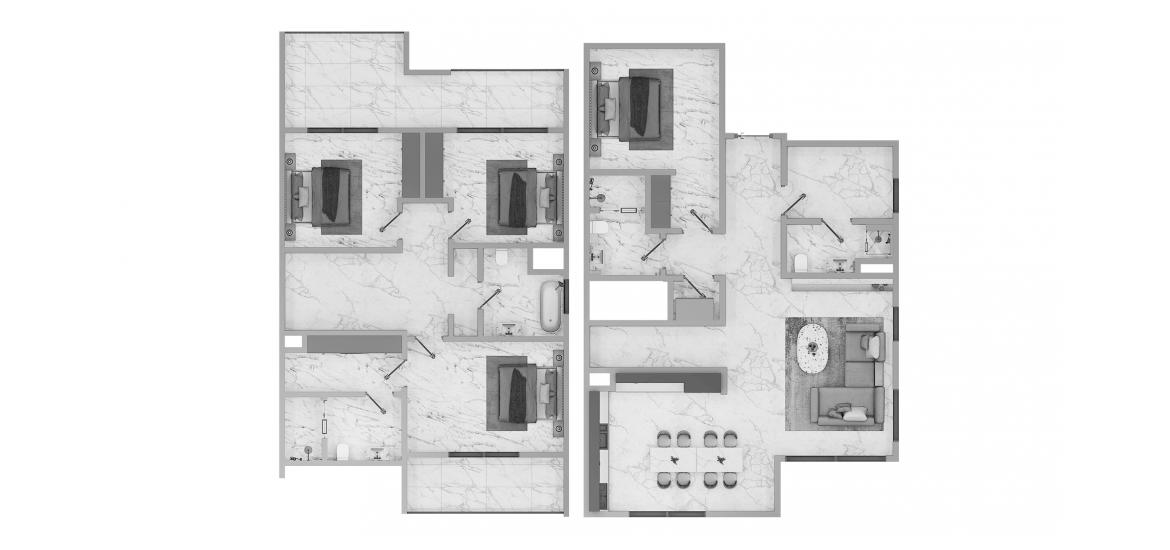 Планировка апартаментов «6 4BR Type A 223SQM» 4 спальни в ЖК EXPO GOLF VILLAS 6