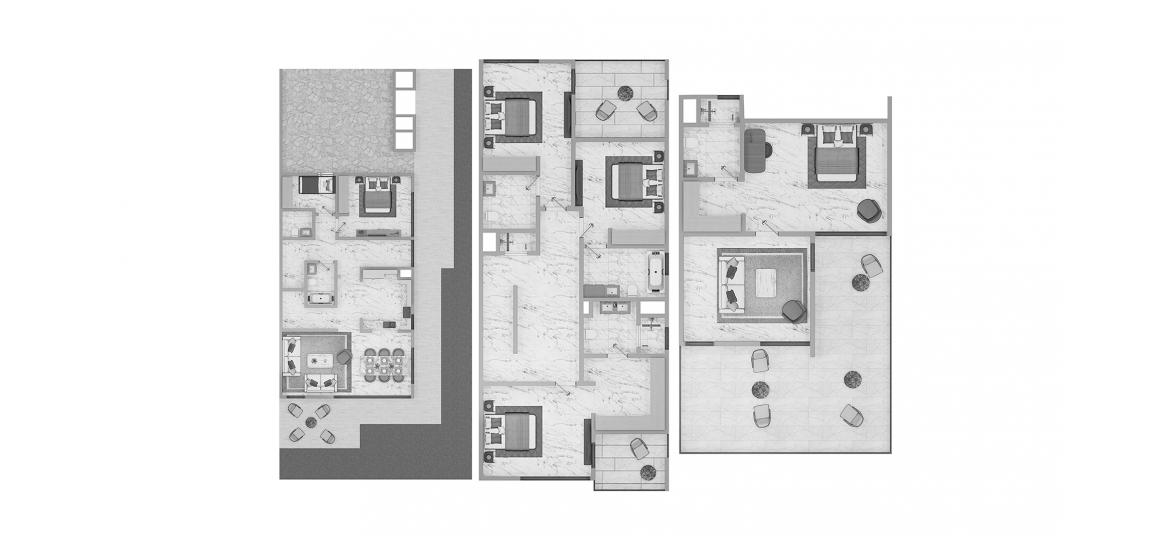Планировка апартаментов «4 BR Twin Villa Type B 317SQM» 4 спальни в ЖК AURA