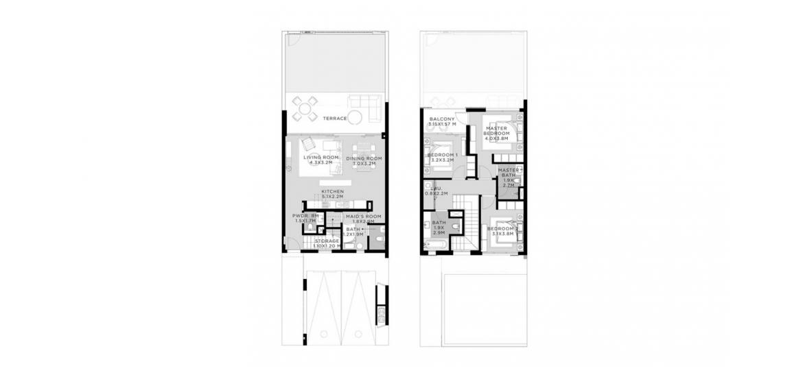 Apartment floor plan «A», 3 bedrooms in TALIA