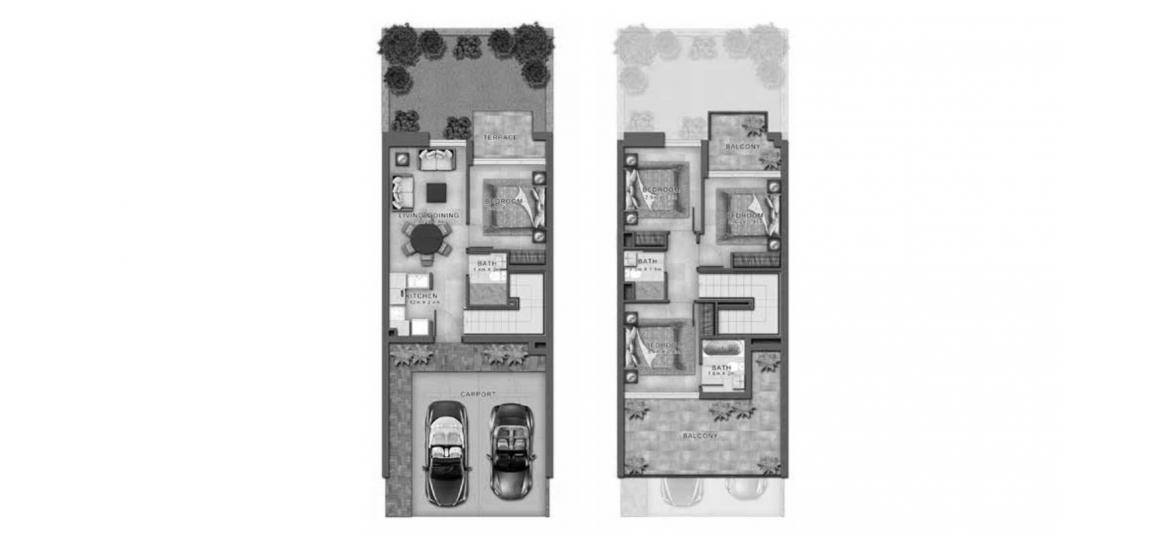 Apartment floor plan «R4-M», 4 bedrooms in HAJAR STONE VILLAS