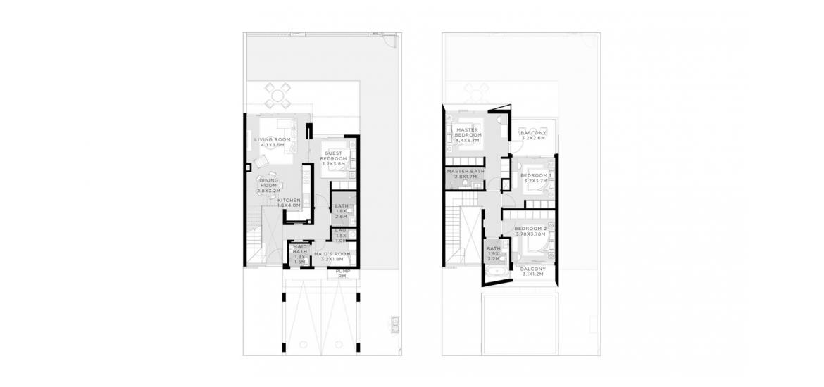 Floor plan «B», 4 bedrooms, in NARA TOWNHOUSES